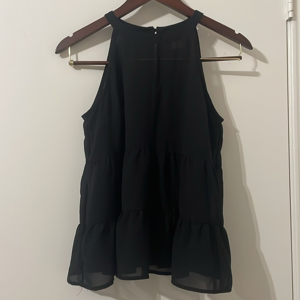 Monteau Black Tiered Halter Tank Top